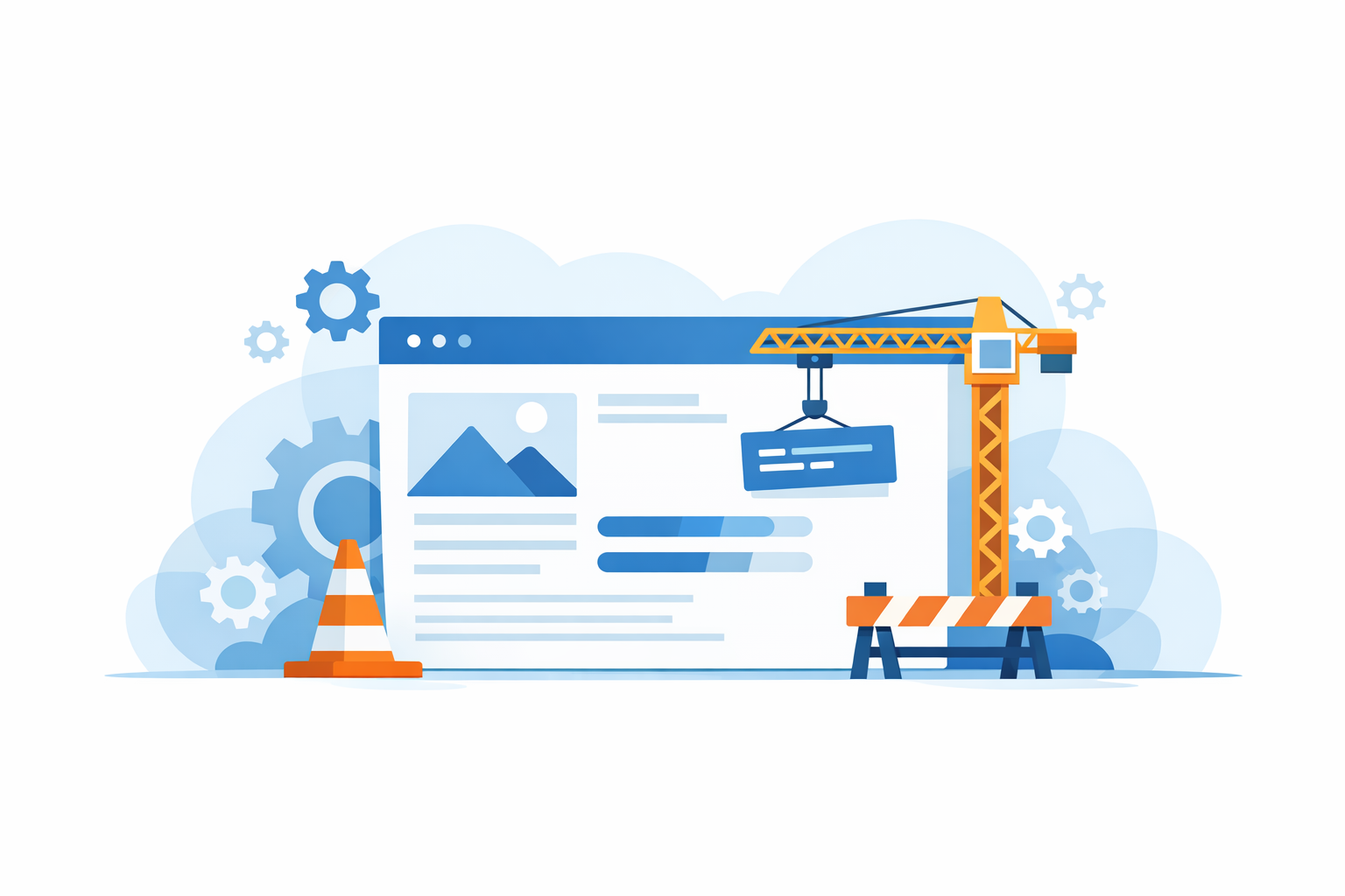 Ilustração de site em construção